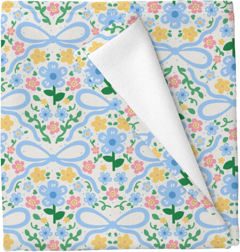 Cstdyfrv Vintage Floral Pink Blue Bows Baby Blankets for Boys Girls Spring Summer