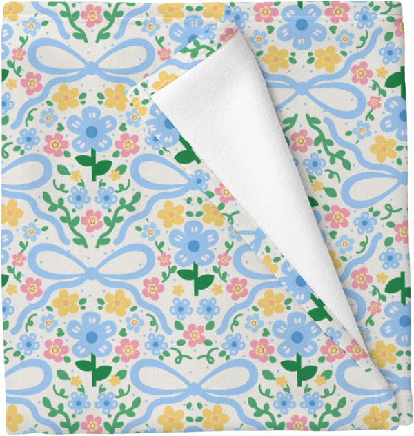 Cstdyfrv Vintage Floral Pink Blue Bows Baby Blankets for Boys Girls Spring Summer