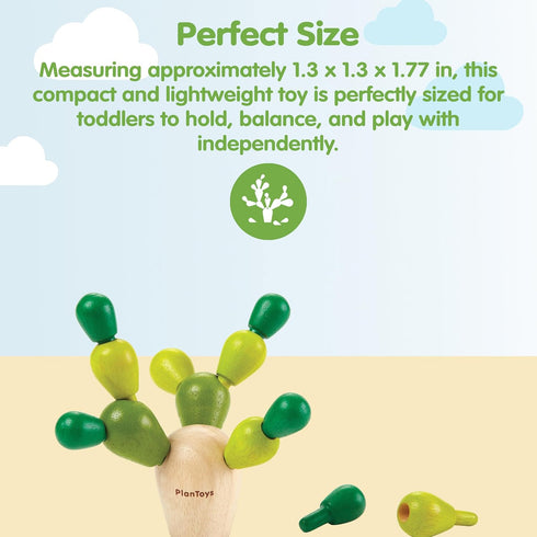3+ PlanToys Mini Balancing Cactus | Montessori Wooden Toy for Toddlers | STEM Game for Fine Motor Skills, Logic
