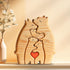 Family Wood Love Animal Puzzle Decoration, Customized Wooden Bear Puzzle, Thoughtful Christmas Birthday Gifts for