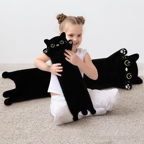 Animal-35.5 Large Cat Stuffed Black Cat Plush,Cute Plushies Long Animal Body Pillows,Kawaii Big Plush Toys Animals