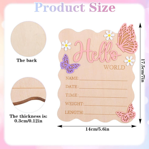 Josojoou Welcome Baby Sign, Hello World Newborn Sign, Pink Baby Name Announcement Mark, Butterfly Chrysanthemum Birth
