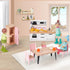 36pcs Set 5 3+ Giant bean Wooden Dollhouse Furniture with Dolls for Rooms, Wood & Plastic Pink Dollhouse Accessories