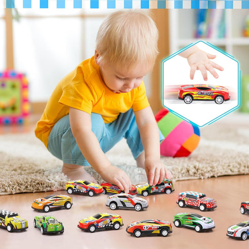 60 Pack Pull Back Toy Cars, Mini Die Cast Race Cars Bulk, Classroom Goodie Bag Stuffers, Birthday Party Favors