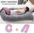 55"x 31" MOON PINE Pregnancy Pillow Cover, U Shaped Body PillowCover Only, Breathable Velour Replacement Pillow Case