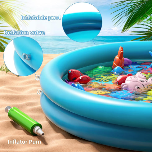 NIPLOOOW 3 4 5 6 Pool Fishing Toys Games, Water Table Bathtub Toy with Inflatable Pool Pole Rod Net Plastic Floating