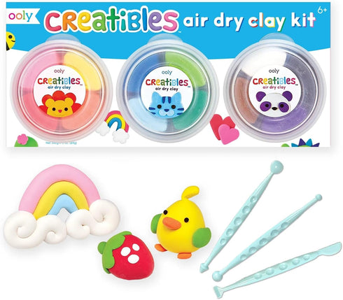 OOLY Creatibles, 12 Colors Air Dry Clay Kit for Kids Craft with 3 Shaping Tools