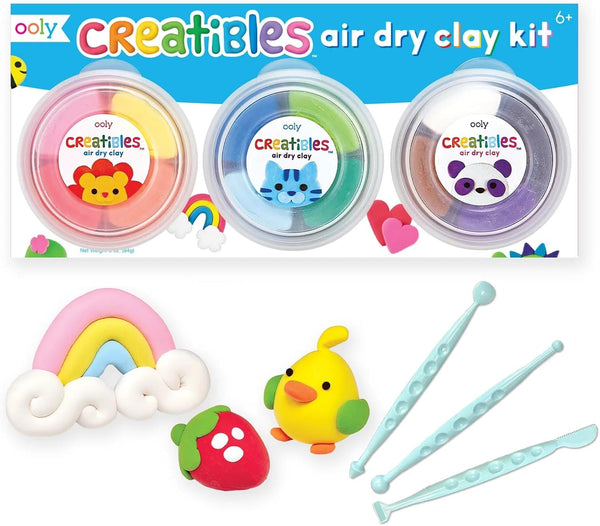 OOLY Creatibles, 12 Colors Air Dry Clay Kit for Kids Craft with 3 Shaping Tools