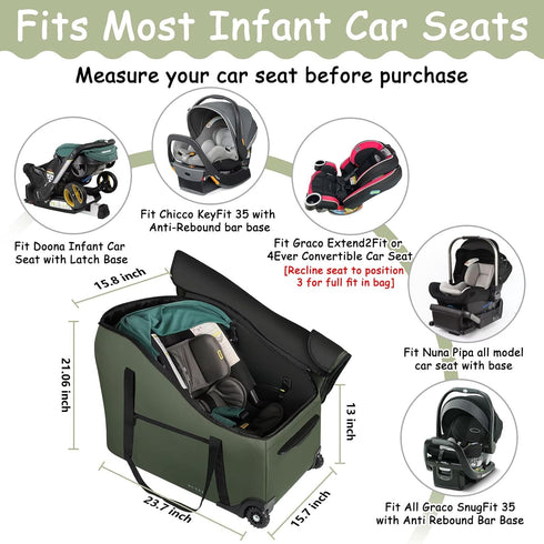 SCTEL Infant Car Seat Travel Bag for Airplane Compatible with Doona Car Seat Stroller and Base, Fit All Nuna Pipa Car