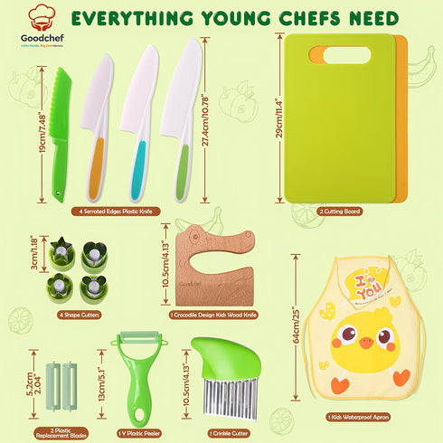 16PCS Sets Set 3-10 Kids Cooking Real Montessori Kitchen Tools for Toddlers - Kids Knife for Real Cooking