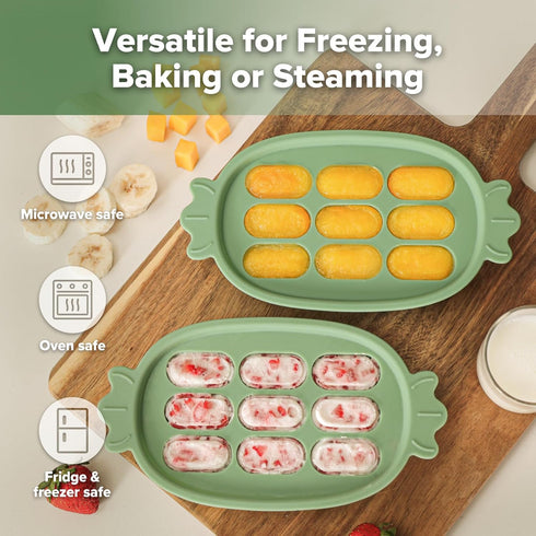 Haakaa Baby Popsicle Mold, Baby Food Maker & Breastmilk Teething Freezer Tray, BPA Free Silicone (Green)