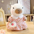 Capybara Plush Toy with 7 Pcs Clothes & Accessories, Cute Stuffed Animal with Outfits (white)