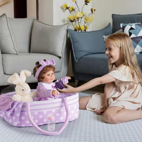 8 17-22 Inch BABESIDE Pcs Reborn Baby Doll Clothes with Bassinet for Babydolls, Reborn Baby Doll Accessories fit Dolls