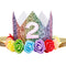 Baby Girl Glitter 1 2 3 First Birthday Rainbow Flower Crown Hat Floral Tiara Headband for Photo Prop (Number 2)