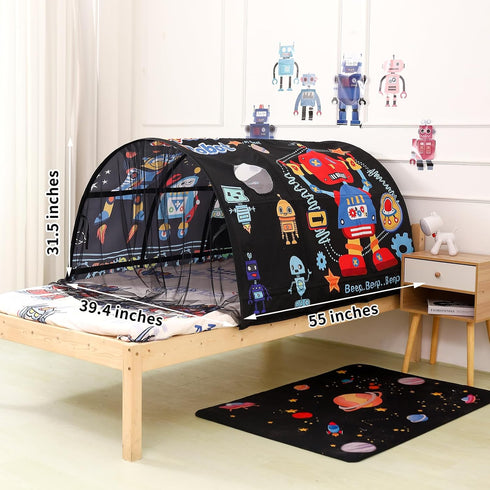 CRAWLBO Set-Up Kids Bed Tent Twin Beds -Cartoons Wonder Play Tents Boys Girls Ventilated Indoor Play Tent Children