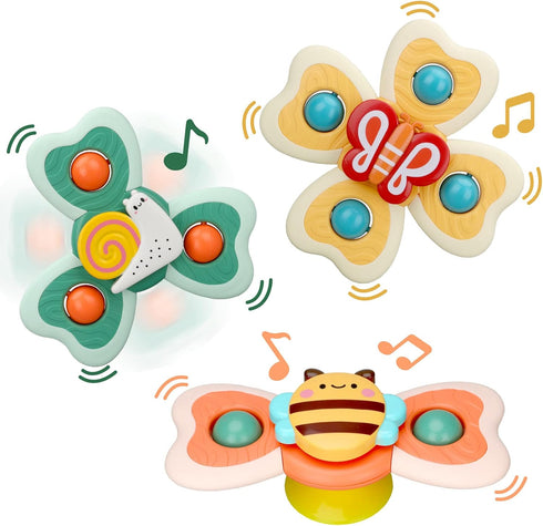 Spinning Sensory Learning Toys for Toddlers 1-3, Suction Cup Spinner Toy, Birthday Gifts for 1-2 Year Olds