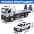 12.5" HAPYAD Police Tow Truck Toy Metal Cab, Flatbed Tow Truck Toys for Boys with Lights and Siren Sounds, Friction
