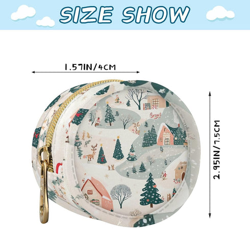 YETTASBIN Christmas Village Portable Pacifier Holder Case with Metal Hook Buckle & Zipper for Diaper Bag and Stroller