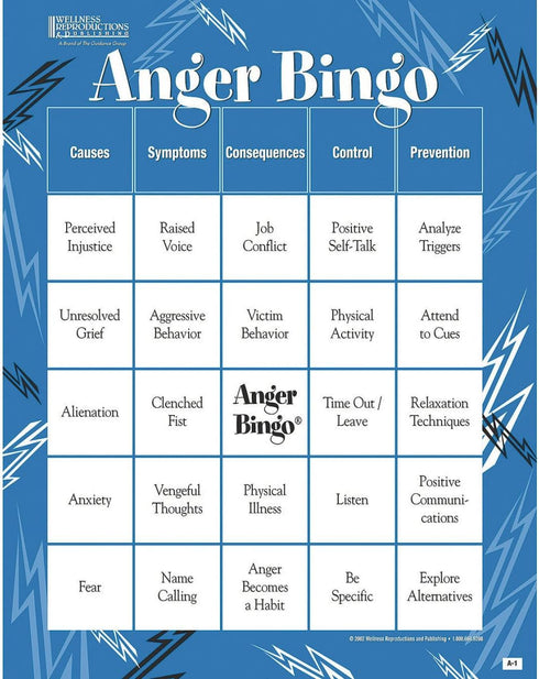 Anger Prevention Bingo Game for Adults