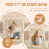 Kids Play Tent Indoor: with Brown Checkered, Mat, Rainbow Tissue Garland, Star Lights - Girl Tent Indoor Playhouse