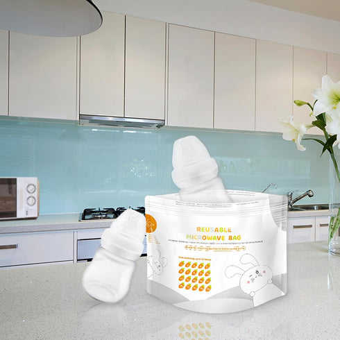 RYGVPR 42pcs Microwave Bottle Steam Sterilizer Bags, Reusable for Breast Pump Parts and Baby Bottle Great for Travel