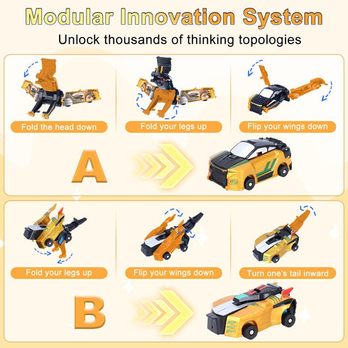 Hjhyqex 2-in-1 Transformation Dinosaur Car Toy - Magnetic Collision Robot Cars for Kids | Exciting Transforming Play