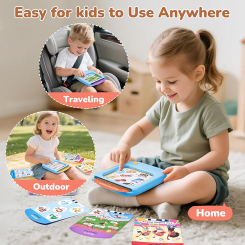 106 20 2-6 JoyCat Bilingual Kids Learning Tablet, Pages Spanish & English Talking Cards with Interactive Games