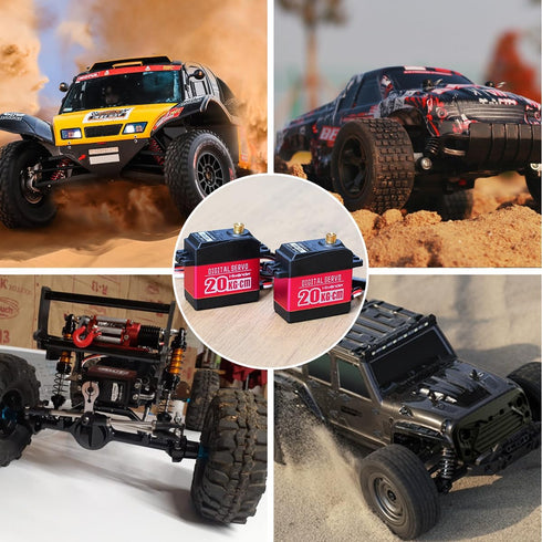 20KG High Torque RC Servo Motors, Waterproof Full Metal Gear Steering Servo for 1/6 1/8 1/10 1/12 RC Cars