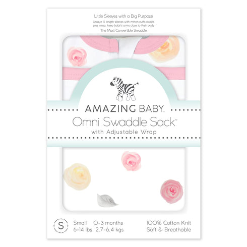 0-3 Amazing Baby Omni Swaddle Sack for Newborn - Transitional With Wrap & Arms Up Sleeves & Mitten Cuffs - Easy