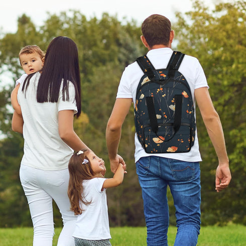 Shoblo Backpack Poppy Black Diaper Bag for Travel, Waterproof Diaper Bag with Insulated Bottle Pockets & USB Port