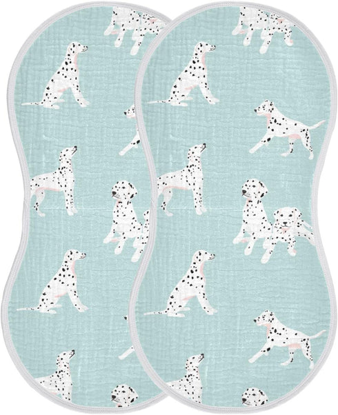 YYZZH Dalmatian Dog Pattern On Blue Muslin Burp Cloths for Baby 2 Pack