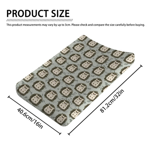 Cute Woodland Animals Changing Pad Covers Baby Hedgehog Retro Green Leaves Diaper Change Table Sheets for Girl Boy Soft Stretch Fitted Changing Table Pad Mat Cover 32''x16''