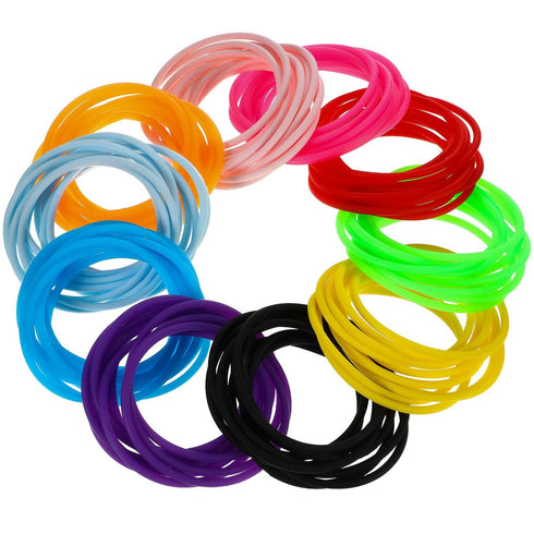 100 Pieces Multicolor Silicone Jelly Bracelets Hair Ties for Women, Random Color (Mixed Style)