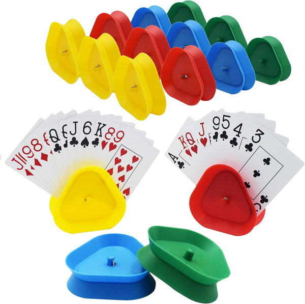 Yuanhe Playing Card Hand Holder Tray - Triangle Shaped Hands-Free Poker Rack Holders, Set of 16