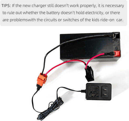 12 Volt Charger for Kids Ride On Toys, Battery Wire & Socket Adapter for 12V Electric Car Riding Toy
