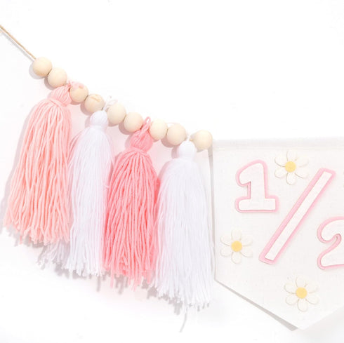 1/2 Tassels,6 Daisy Birthday High Chair Banner - Girls Half Birthday Party Decorations,Boho Daisy Highchair Banner