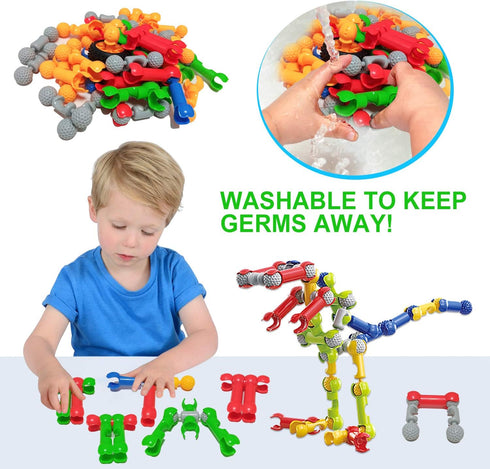 Stem Building Toys for Kids 3-8 Years Old, 125 Pieces Educational Building Blocks with Large Storage Box