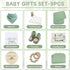 Set Baby Gift Baby Shower Gifts Basket for Newborns New Born Baby Sage Green Gift Basket with Baby Rattle Swaddle
