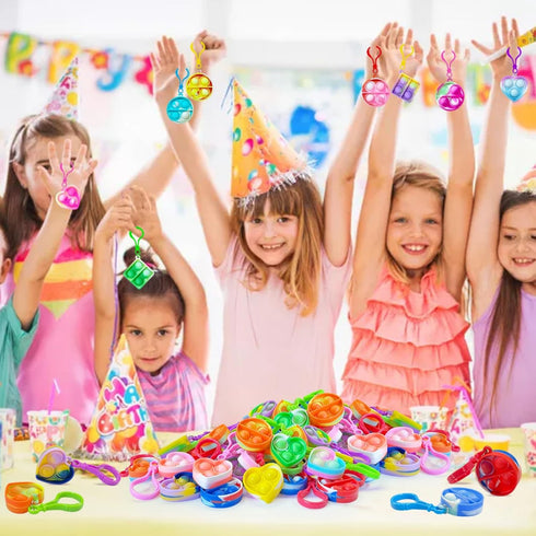 kitysey 30 Pack 4-8,8-12 Mini Pop Fidget Keychain Pop It Fidget Toys Bulk Party Favors for Kids Years, Valentines