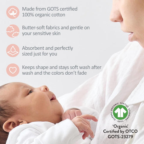 10-Pack 100% Butterblu Bailey Burp Cloths Organic Cotton Knit for Newborn & Baby Boys & Girls, Sorbet Frost Rainbow