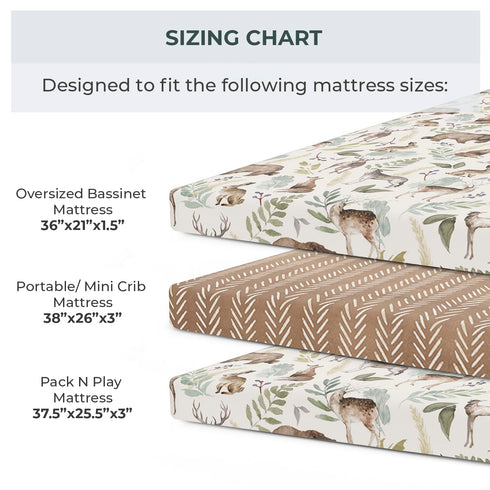 Pobibaby 2 Pack Premium Pack N Play Sheets, Fitted for Standard Pack and Plays, Stylish Woodland Pattern