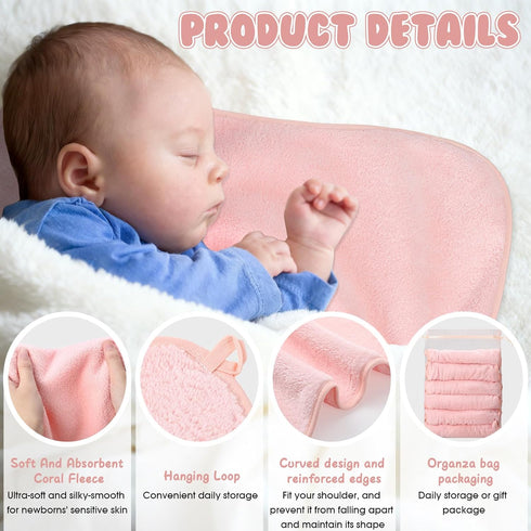 Hahafelt 6 Pack 20 10 Inch Pink Baby Burp Cloths for Boys and Girls Coral Fleece x Super Soft Burp Cloths with Organza