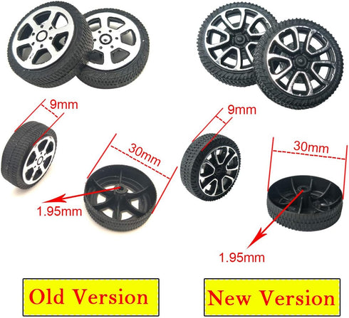 EUDAX 100pcs Plastic Roll 2mm Dia Shaft for Car Truck Model Toys Wheel (30mmx9mm)