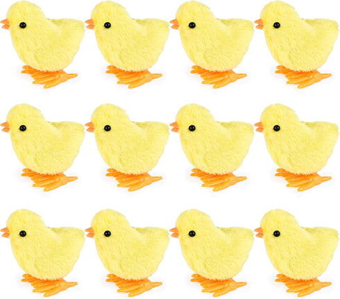 3 Otters 12PCS Wind Up Chick Toys, Jumping Cute Chicken Plush for Kids Easter Party Favors