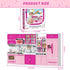 57 PCS Kitchen Playset for Girls - 5-in-1 Toddler Mini Kitchen with Realistic Lights & Sounds, Pink