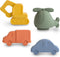 mushie Silicone Vehicles Bath Play Set, 4 Pack Mold Free Bath Toys