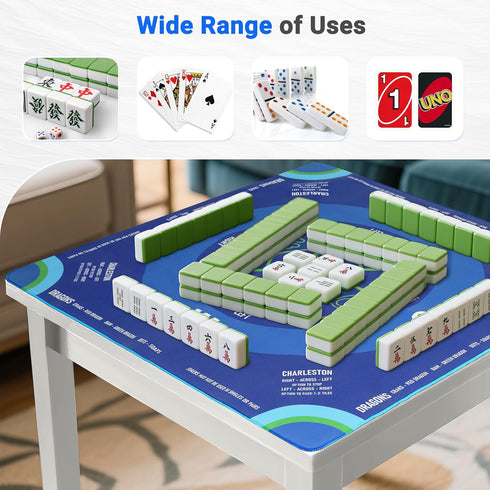 32.4" 32.4" Mahjong Mat for Table with Carrying Bag, x Non-Slip Neoprene Mahjong Mat with Rules, Noise-Reducing Gaming