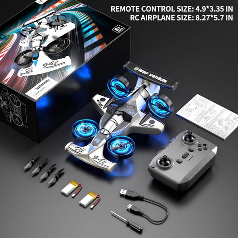 Xelabrion 4-6-8-10-12, 2-in-1 4 5 6 7 8 9 Remote Control Airplane Car Toys for Kids Ages Foam RC Plane Car Jet Mini