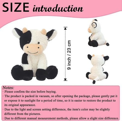 9" Cow Stuffed Animals Plush, Soft Stuffed Cow Toy for Kids Girls Boys