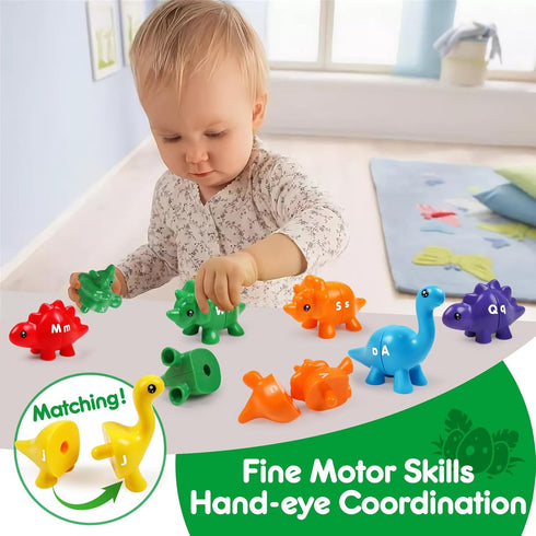 Matching Letters Dinosaur Toy, Double-Sided ABC Letters Match Game for Preschool, Educational Learning Toy for Toddlers